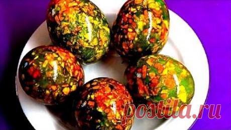 Как покрасить яйца на Пасху. Мраморные яйца. Простой способ.