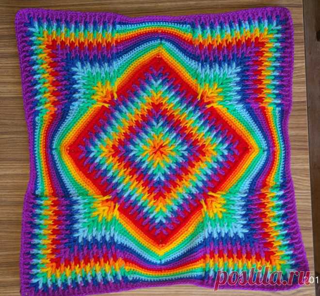 Вязание подушки крючком с эффектом градиента | Елена М | Дзен