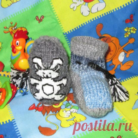 Вязаные спицами пинетки с зайчиками для годовасика. Мастер-класс с пошаговыми фото