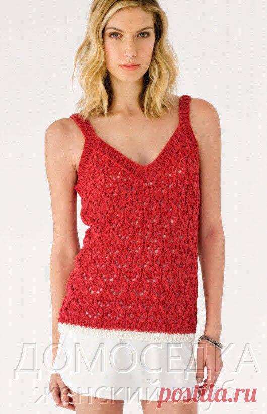 Вязаная летняя майка спицами | ДОМОСЕДКА