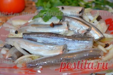 Маринованная мойва в домашних условиях
Автор: Наташа Чагай

Очень многие любят соленую рыбку, но чаще маринуют сельдь или скумбрию. Я же хочу поделиться рецептом приготовления в домашних условиях маринованной мойвы, ведь это тоже очень вкусная рыбка, хоть и мелкая.

Для приготовления маринованной мойвы в домашних условиях вам потребуется:
600 г мойвы;
400 мл воды;
2 ч. л. соли;
1 ч. л. без горки сахара;
2-3 лавровых листа;
3 гвоздики;
10 горошин черного перца;
4 ч. л. 9% у...