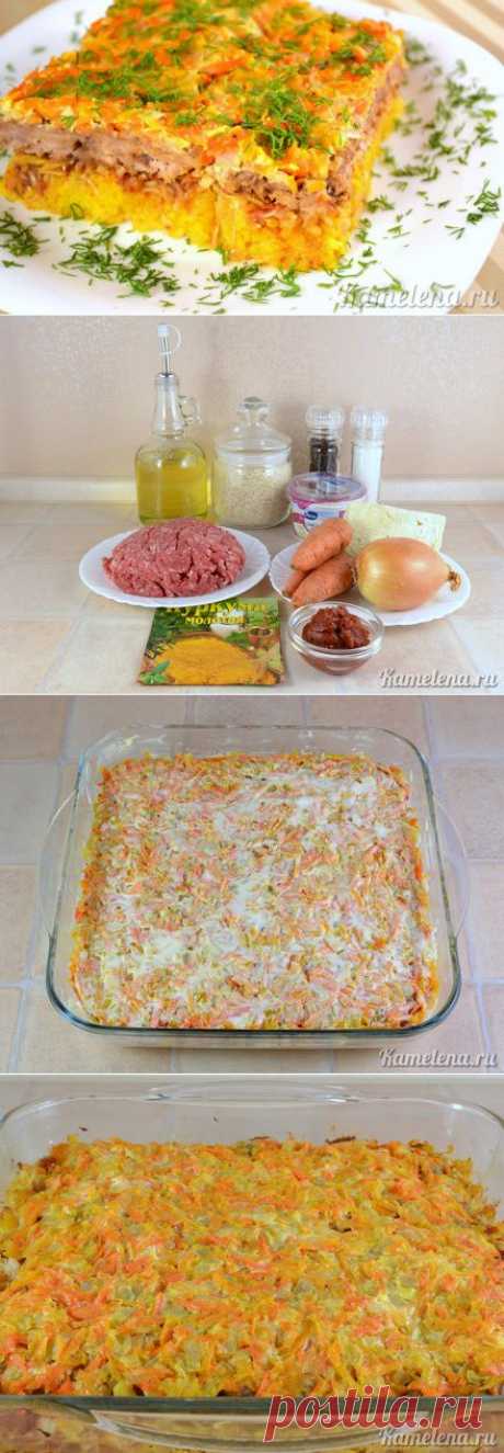 Запеканка с фаршем и рисом
