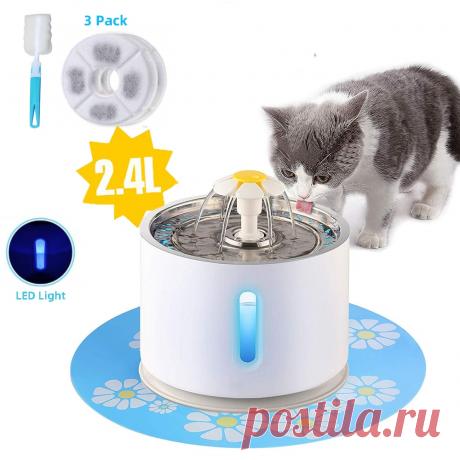 346.31руб. 30% СКИДКА|Pet кошачий фонтан 2.4L питьевой окно LED Автоматическая собака кошка питьевой воды чаша USB питье для домашних животных диспенсер с 3 картонными фильтрами-in Принадлежности для кормления и поения кошек from Дом и животные on AliExpress  Покупай умнее, живи веселее! Aliexpress.com