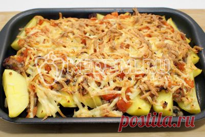 Картофельные дольки с фаршем и сыром - Рецепты. Вторые блюда. С мясом и субпродуктами