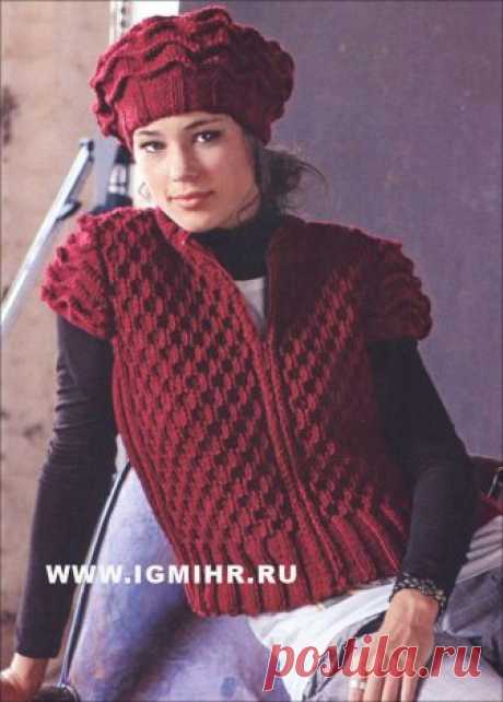 КРАСИВЫЙ И НЕОРДИНАРНЫЙ КОМПЛЕКТ ДЛЯ ХОЛОДНОЙ ПОГОДЫ: ЖАКЕТ НА МОЛНИИ И БЕРЕТ. СПИЦЫ