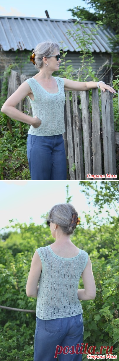Льняная майка крючком