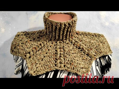 МАНИШКА КРАСИВЫМ УЗОРОМ КРЮЧКОМ.  Манишка для начинающих.