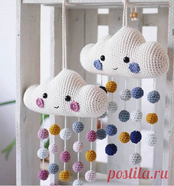 #вязание_для_детей@modnoe.vyazanie
Облачка для малышей. Идея для вдохновения.