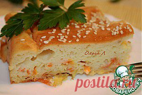 Наливной пирог с квашенной капустой - кулинарный рецепт