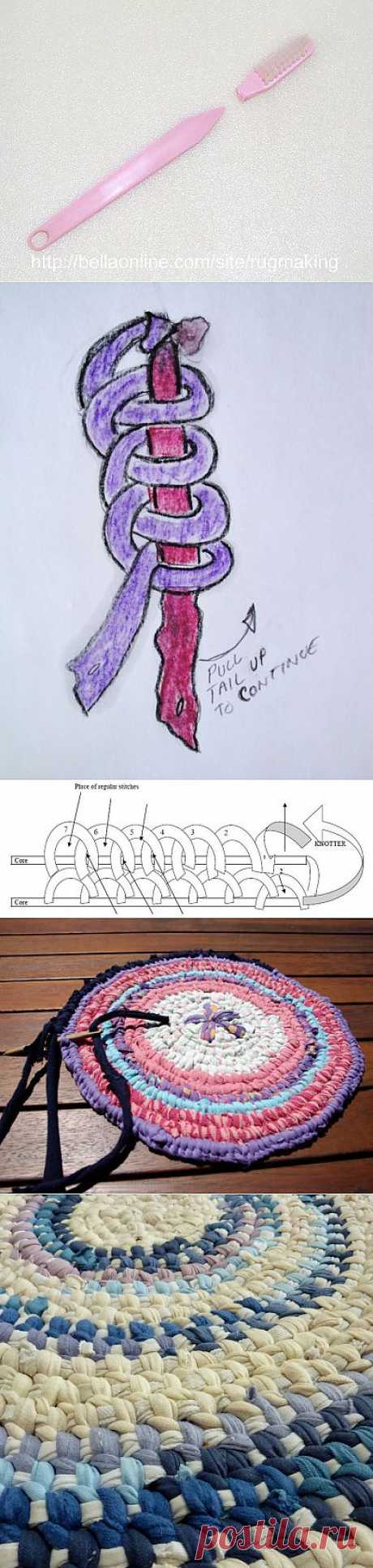 Toothbrush rugs - вязание &quot;иглой&quot; коврика.