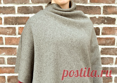 Простое пончо из трикотажной ткани за 5 шагов | Женские дела | Яндекс Дзен