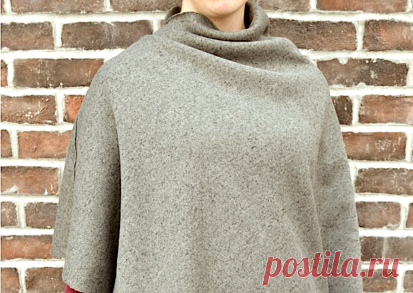 Простое пончо из трикотажной ткани за 5 шагов | Женские дела | Яндекс Дзен