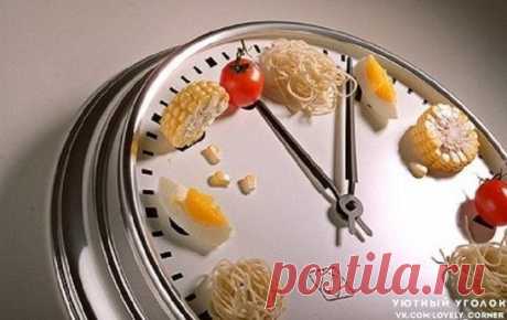 Время переваривания пищи в желудке.
 1-2 часа — вода, чай, кофе, какао, бульон, молоко, яйца, сваренные всмятку, рис, рыба речная отварная.
 2-3 часа — яйца, сваренные вкрутую, омлет, рыба отварная морская, отварной картофель, хлеб.
 3-4 часа — курица и говядина (отварная), ржаной хлеб, яблоки, морковь, редис, шпинат, огурцы*, жареный картофель, ветчина.
 4-5 часов — бобы (фасоль, горох), дичь, сельдь, жареное мясо.
 5-6 часов — грибы, шпик.
Старайтесь не есть за 3-4 часа до сна.
Если при