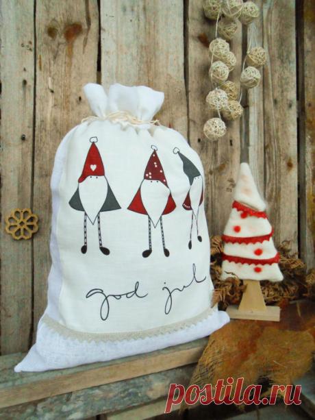 Scandinavian Christmas God Jul Gift Bag Santa Sack by ViViCreative