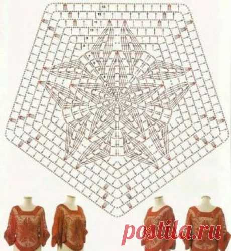 Кофточка-накидка из больших мотивов крючком