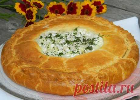 Пирог с курицей на сливках