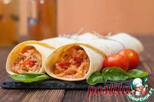 Буррито с курицей и рисом - кулинарный рецепт