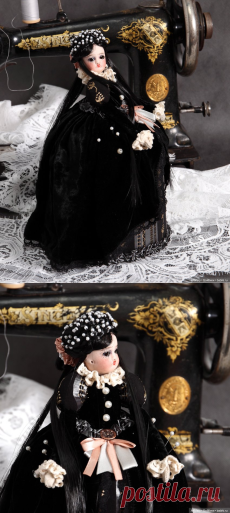 Half doll Игольница "Королева Марго" из серии Recycle / Антикварная / Бэйбики. Куклы фото. Одежда для кукол