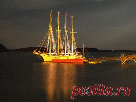 Four Masted Schooner In Moonlight  Free Stock Photo HD - Public Domain Pictures