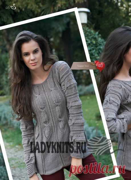 Ажурный женский джемпер спицами
