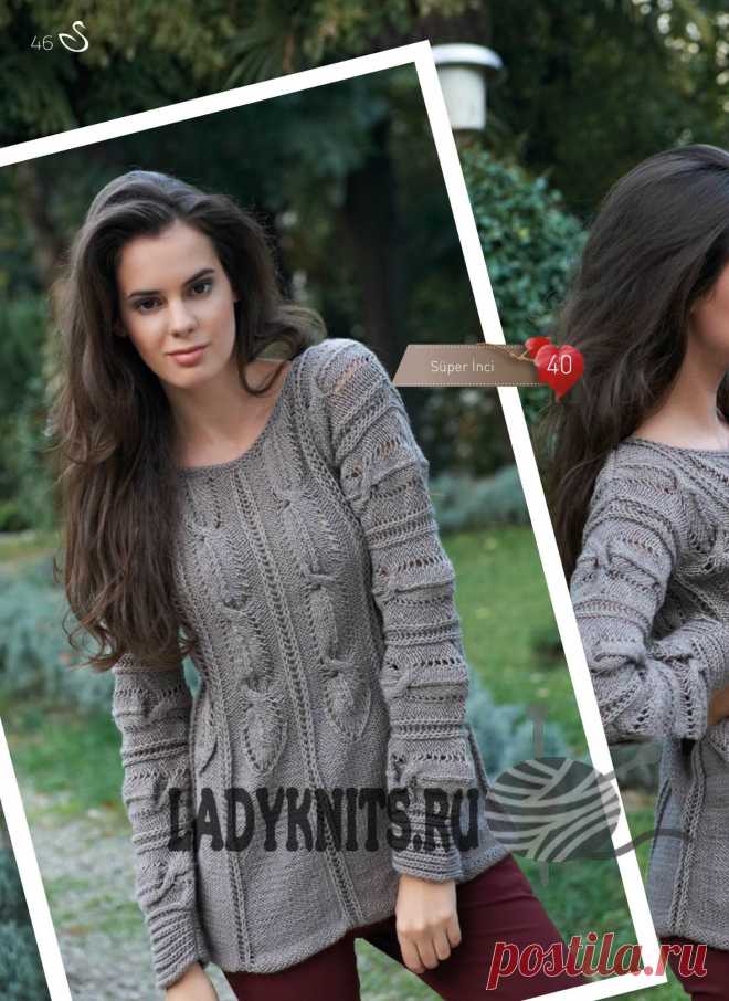Ажурный женский джемпер спицами