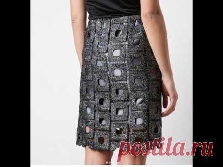 Вязание крючком. Дизайнерская юбка.  Соединение мотивов.