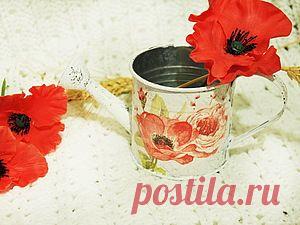 Декупаж металлической лейки - Ярмарка Мастеров - ручная работа, handmade