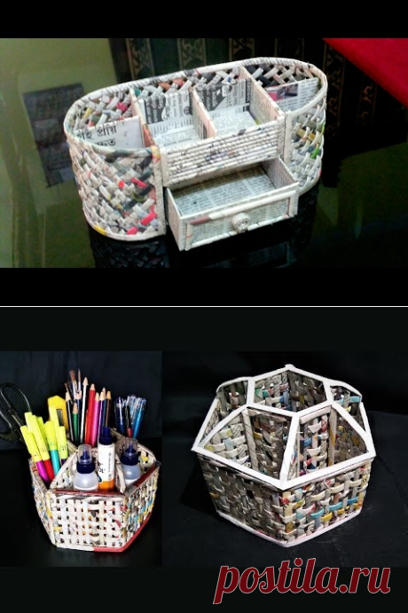 (12) How to make a Stationery /Desk Organizer using cardboard and newspaper - YouTube
