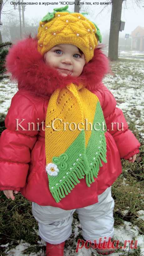 Шапочка и шарфик на спицах.