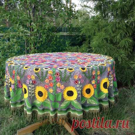 Вязание крючком: Скатерть Подсолнухи на Конкурс пришли Хвастушку, вязание скатерти крючком - схемы
