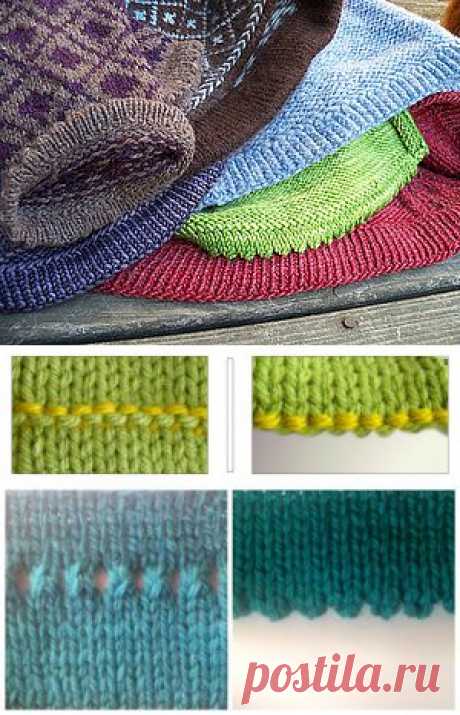 Оформление края вязанного спицами изделия (планка-подгиб) | Своими руками