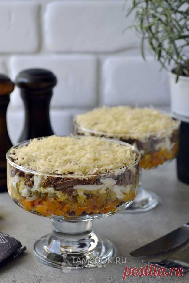 Салат «Первый снег» с куриной печенью — рецепт с фото пошагово