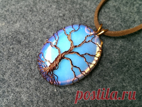 pendant "Tree of Life" with big stone no holes - How to make wire jewelery 206