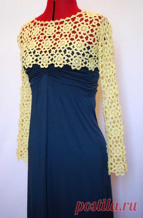 Crochet lace top of the dress lace bolero yellow crochet