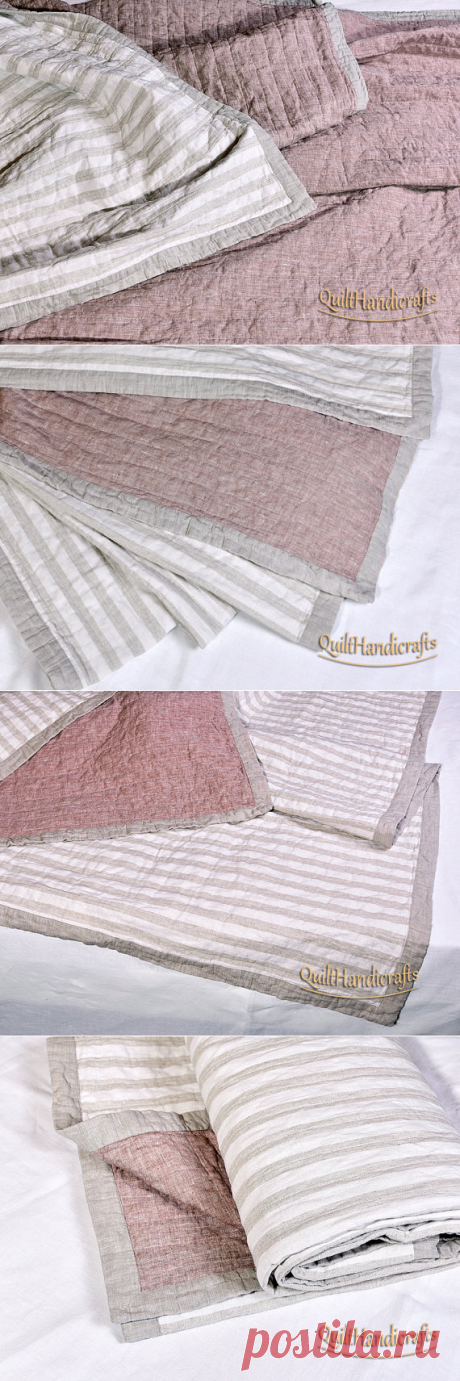 Flax King size quilts Double sided quilt by QuiltHandicrafts