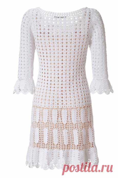 Женщина в белом: платье крючком от Alberta Ferretti. Подбор узоров и выкройки.