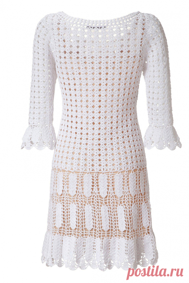 Женщина в белом: платье крючком от Alberta Ferretti. Подбор узоров и выкройки.