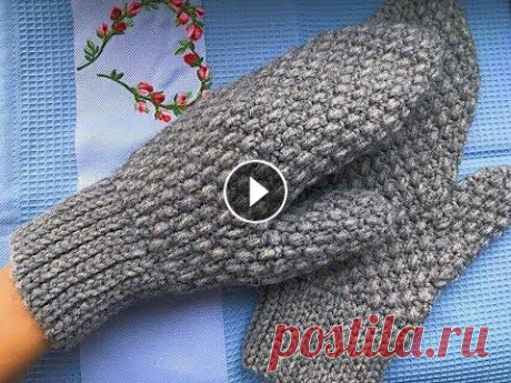 Варежки крючком Мастер-класс Урок, как связать варежки крючком. Показываю как вяжутся воздушные петли, столбики без накида, полустолбики, столбики с накидом, поперечная резинка, т...