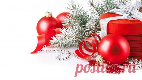 1920x1080 ёлочные украшения, ветки, шары, коробка, Ёлка, лента картинки на рабочий стол 66170
