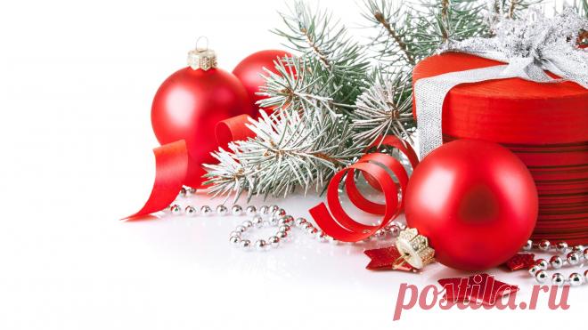 1920x1080 ёлочные украшения, ветки, шары, коробка, Ёлка, лента картинки на рабочий стол 66170