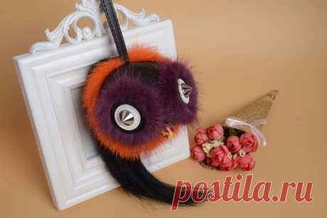 Монстр мех натуральный мех норки брелок сумка шарм автомобилей подвеска плюшевые имитация милый сова мех мода брелки бесплатная доставка купить на AliExpress