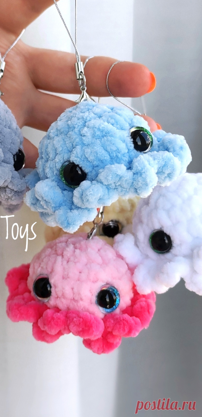PDF Осьминожка крючком. FREE crochet pattern; Аmigurumi toy patterns. Амигуруми схемы и описания на русском. Вязаные игрушки и поделки своими руками #amimore - плюшевый осьминог, маленькая осьминожка из плюшевой пряжи, осминог.