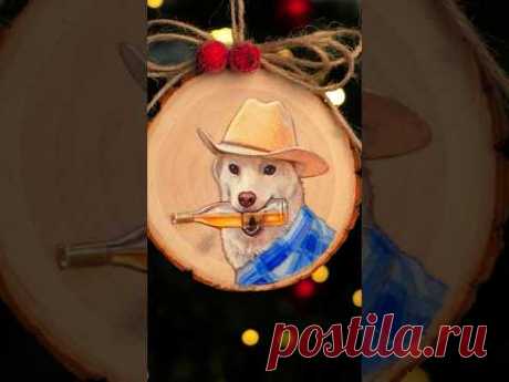 How to Draw a Dog on a Wooden Slice? | One of the @2husketeers' fam 🤍 Best Acrylic Christmas Gift