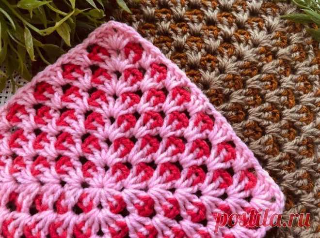 Бабушкин квадрат по-новому: и схема не нужна, всего два повторяющихся ряда | Вязание и Рукоделие | Дзен