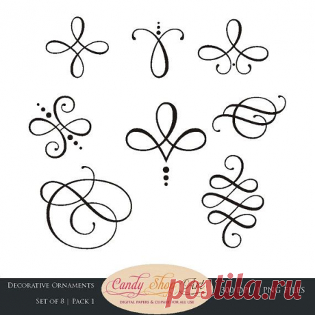 Instant Download- Calligraphy Ornaments, Graphic Ornaments, Wedding Clip Art…