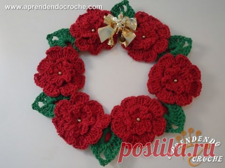 Guirlanda de Croche Natal Floral - Aprendendo Crochê