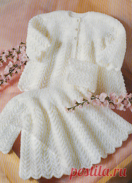 vintage knitting pattern for baby dress and matinee coat 4 ply or double knit from newborn to 20 inch This item is a PDF file of the knitting pattern for these gorgeous baby items.    The pattern is for a dress and coat, you can knit it in either dk or 4 ply yarn instructions are given for both.    Stunning traditional lace designs.    The pattern will be available for download upon receipt of payment, for you to print out or read from your computer.    To work in DK you n...