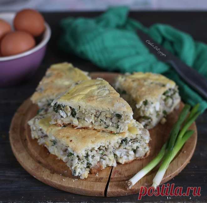 Диетический пирог с треской, яйцами и зеленью