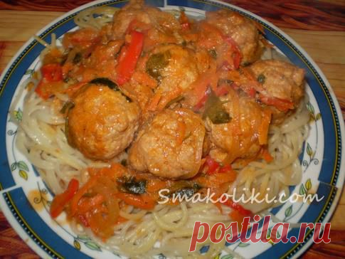 Спагетти с фрикадельками в томатном соусе. Пошаговый рецепт с фото на Smakoliki.com