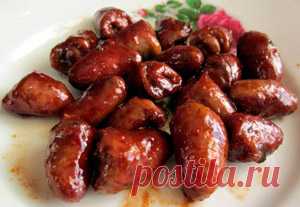 Куриные сердечки в глазури:Рецепт №1